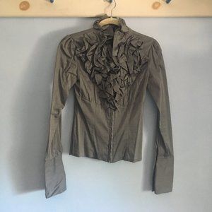Ruffle zip up blouse